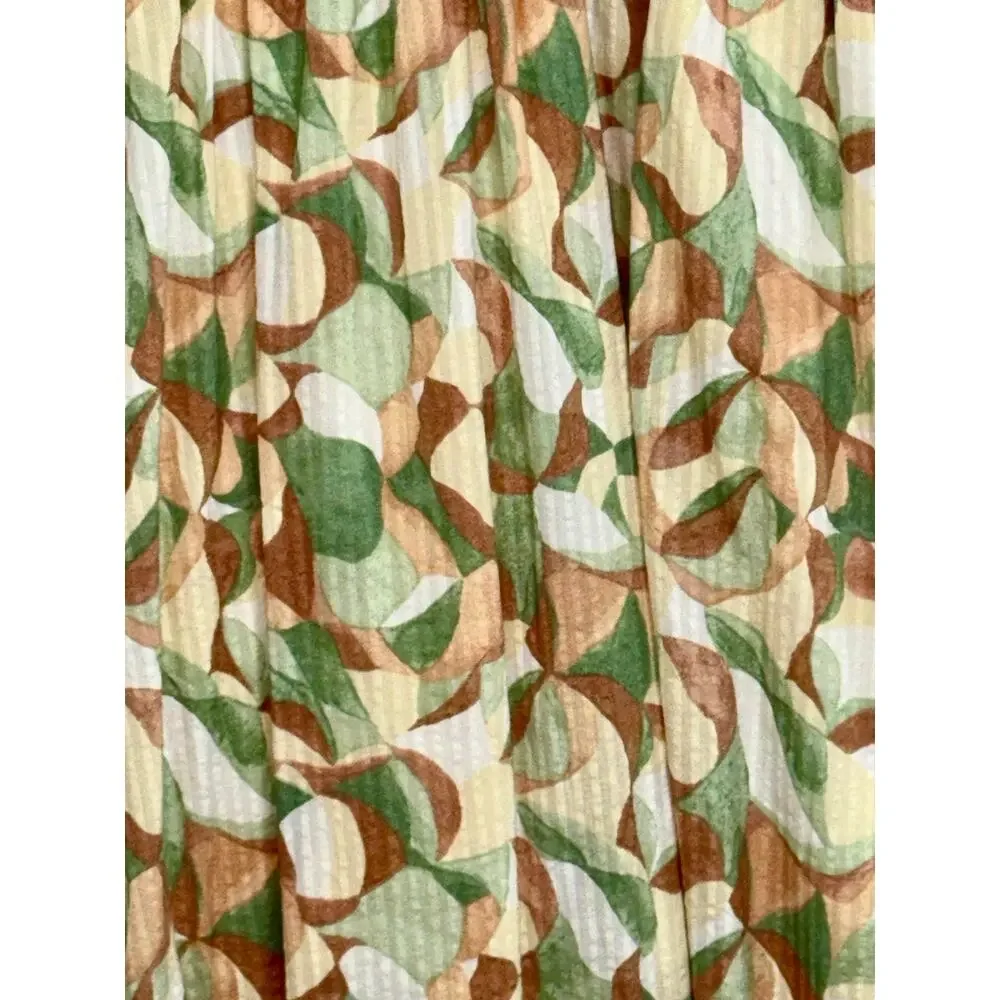 Abercrombie & Fitch White Cream Green Tan Brown Sleeveless Maxi Dress Womens S